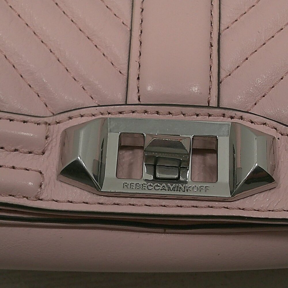 Rebecca Minkoff Baby Pink Channel Quilted Leather Handbag | Purse | Pocketbook - Picture 5 of 12